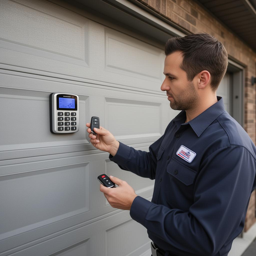 Scotland Garage Doors professional technician programming garage door remote and keypad